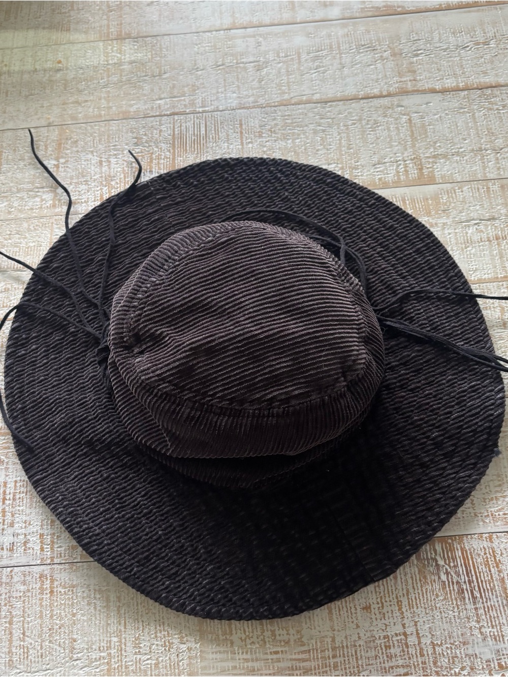 Jessica Simpson Black Corduroy Wide-Brim Hat
